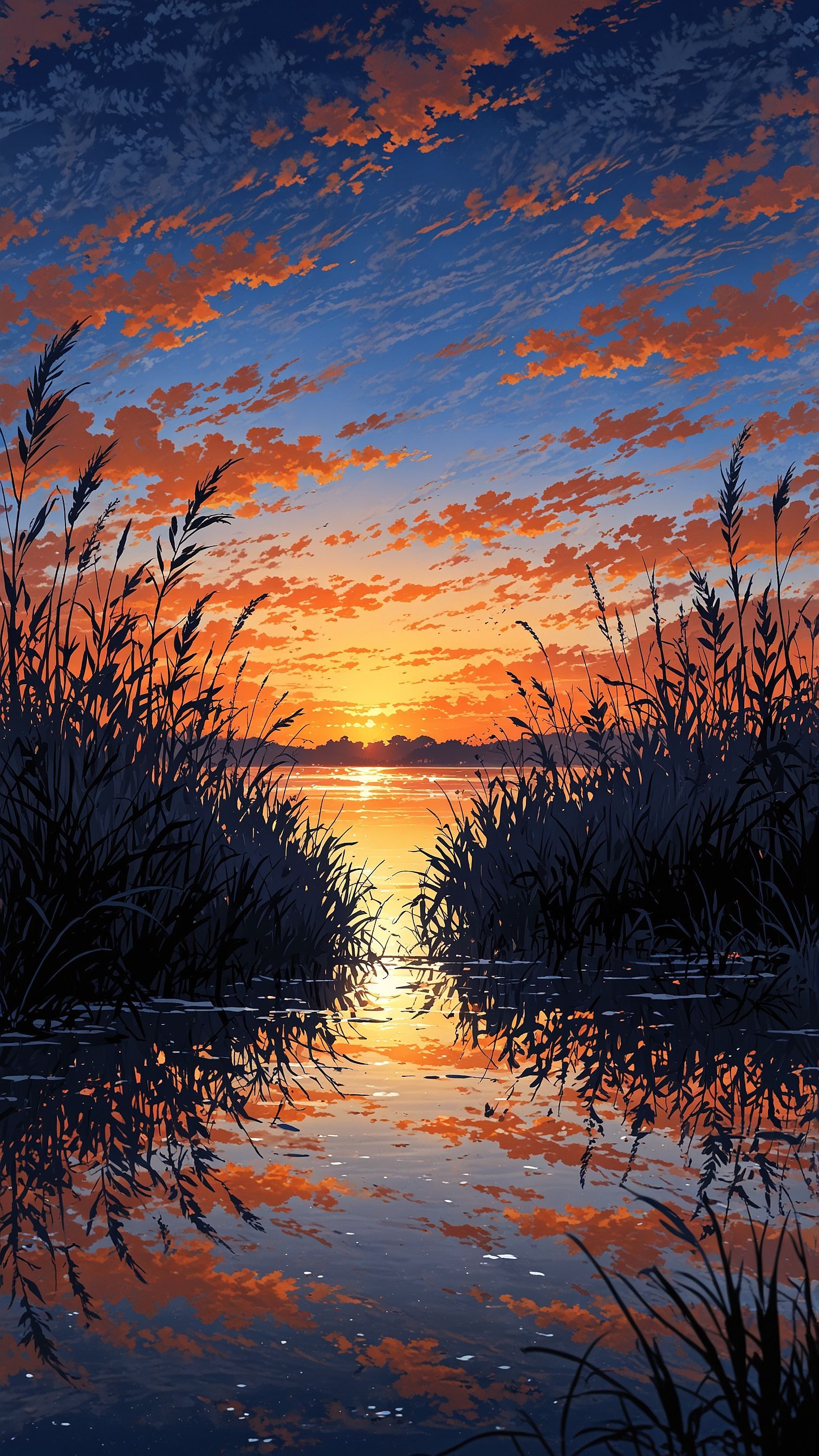 Serene sunset over calm water